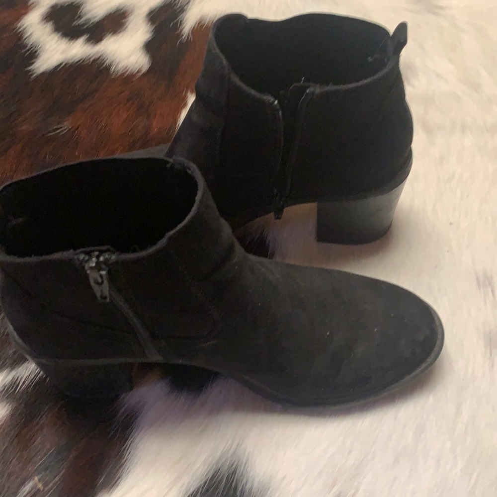 Black Leather Swede Booties